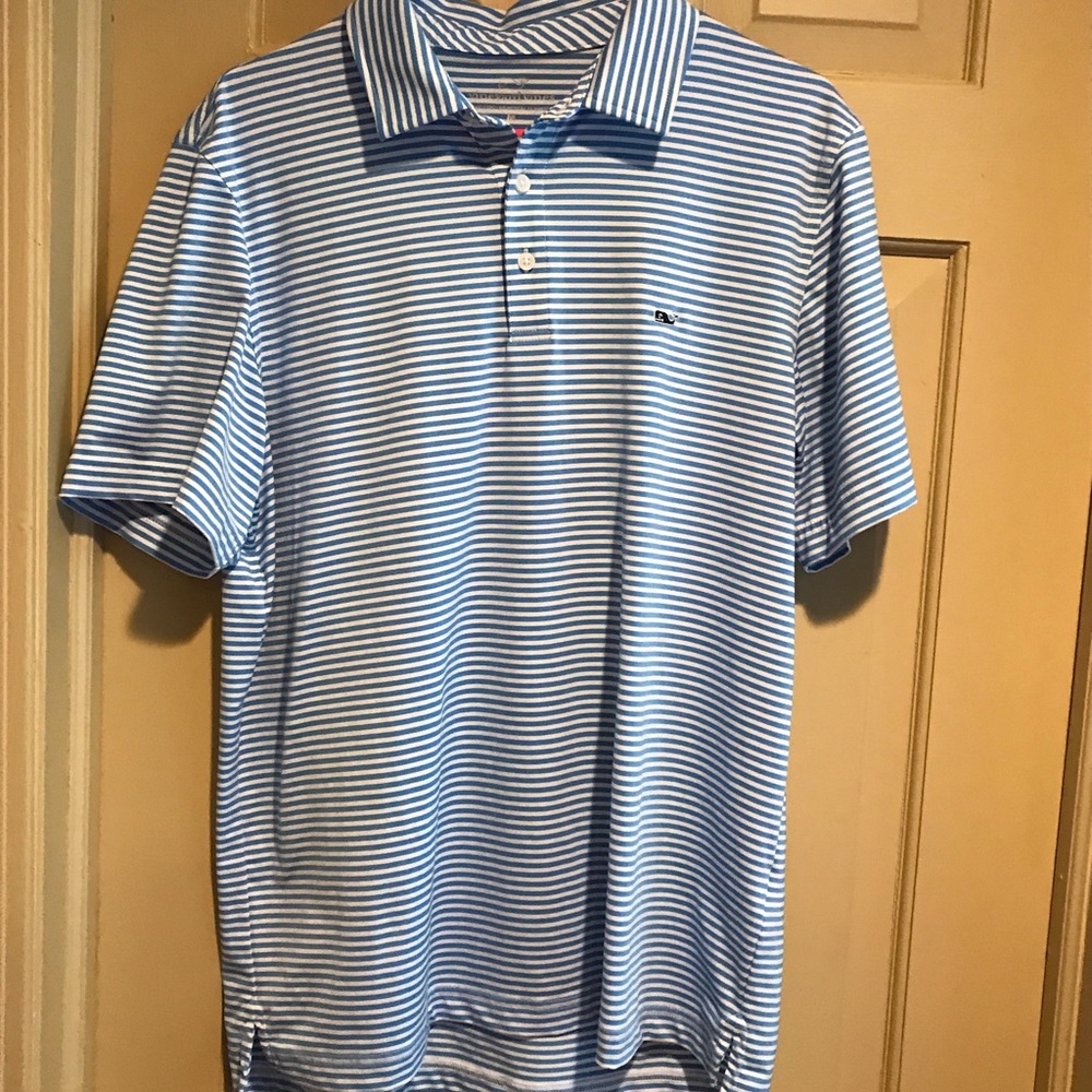 Men's Blue Striped Polo Shirt